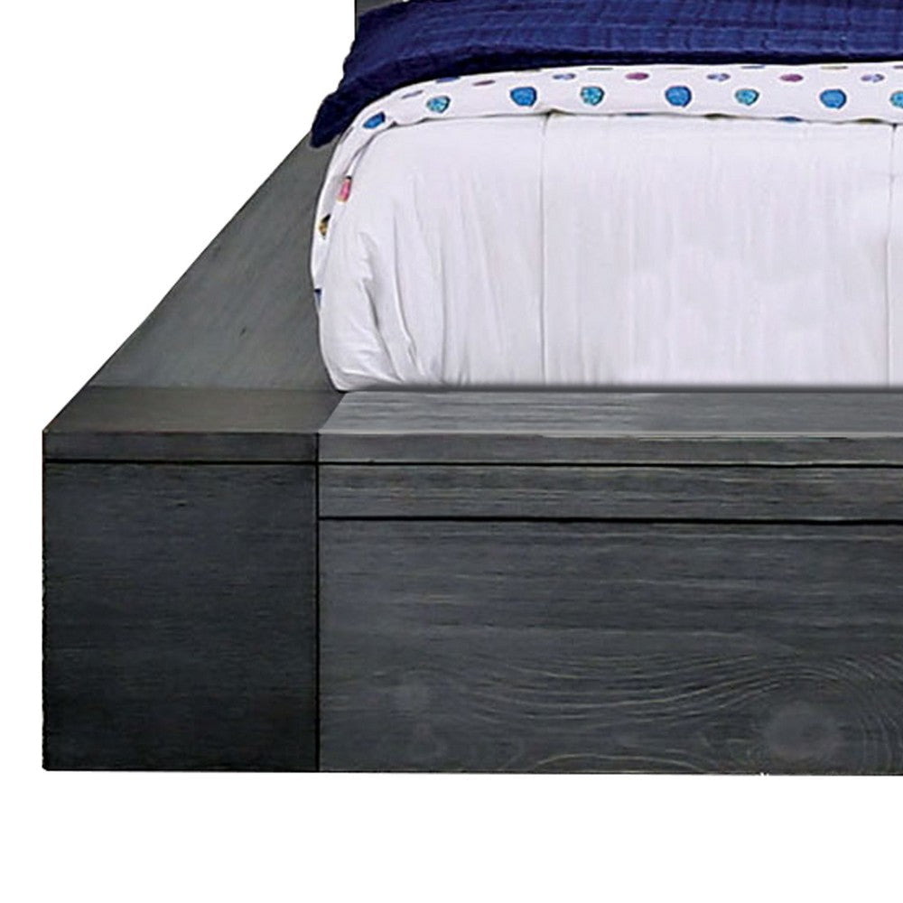 Queen Size Bed with 2 Drawers Gray By Casagear Home BM207675