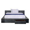 Queen Size Bed with 2 Drawers, Gray By Casagear Home