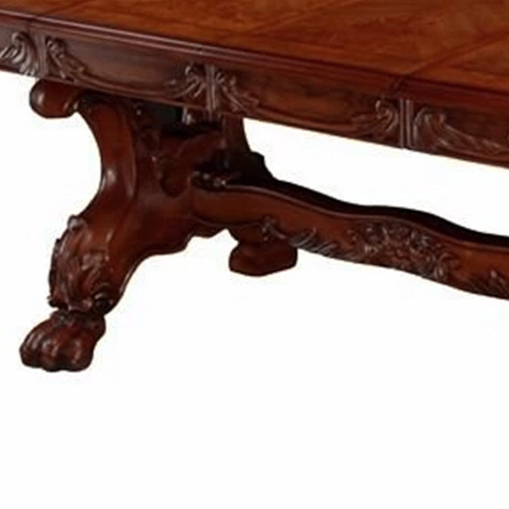 Wooden Dining Table with Lion Claw Feet Large Brown By Casagear Home BM207689