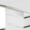 Extendable Dining Table with Metal Base, White and Silver