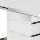Extendable Dining Table with Metal Base, White and Silver