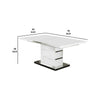 Extendable Dining Table with Metal Base, White and Silver