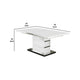 Extendable Dining Table with Metal Base, White and Silver