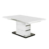 Extendable Dining Table with Metal Base, White and Silver