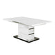 Extendable Dining Table with Metal Base, White and Silver