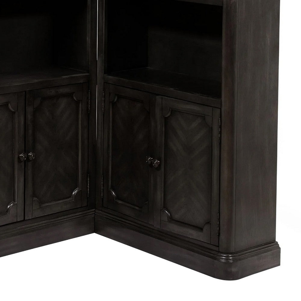 Wood Bar Cabinet | Glass Shelves | Brown