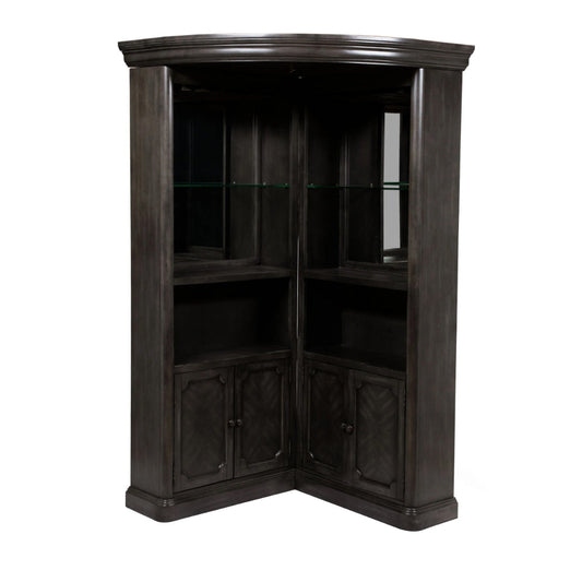 Wood Bar Cabinet | Glass Shelves | Brown