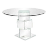 Dining Table with Round Glass Top, Silver and Clear By Casagear Home