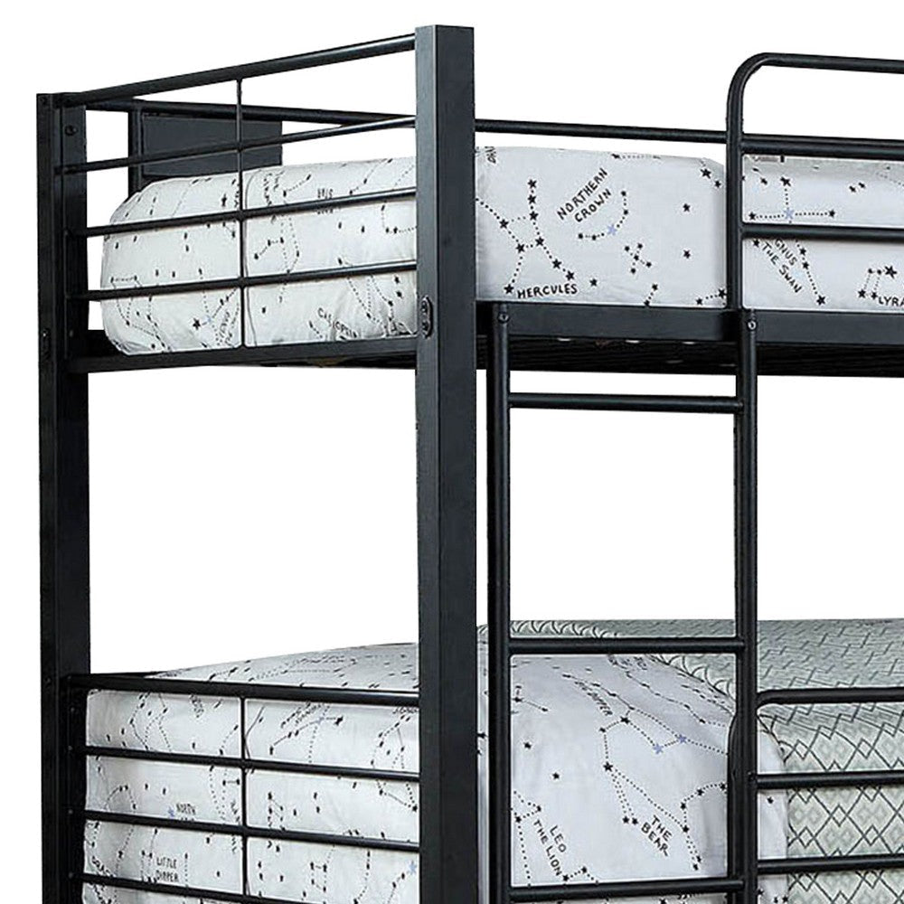 3 Tier Bunk Bed with Attached Ladders Black By Casagear Home BM207737