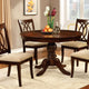 Round Wooden Dining Table with Pedestal Base, Brown