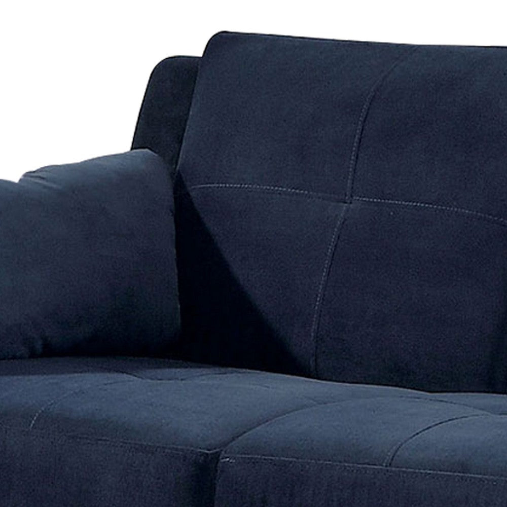 3 Seater Contemporary Sofa with Cushioned Armrests Blue By Casagear Home BM207757