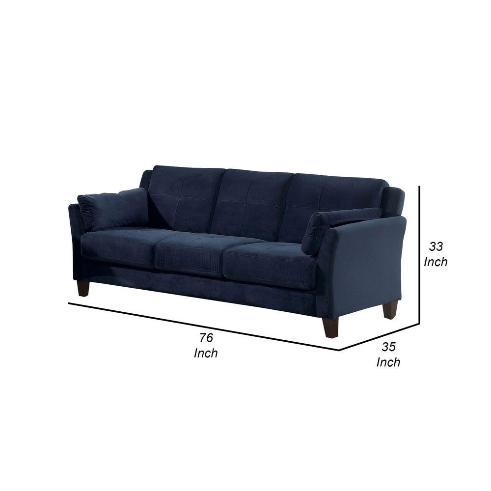 3 Seater Contemporary Sofa with Cushioned Armrests Blue By Casagear Home BM207757