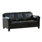 3 Seater Contemporary Sofa with Cushioned Armrests, Black By Casagear Home