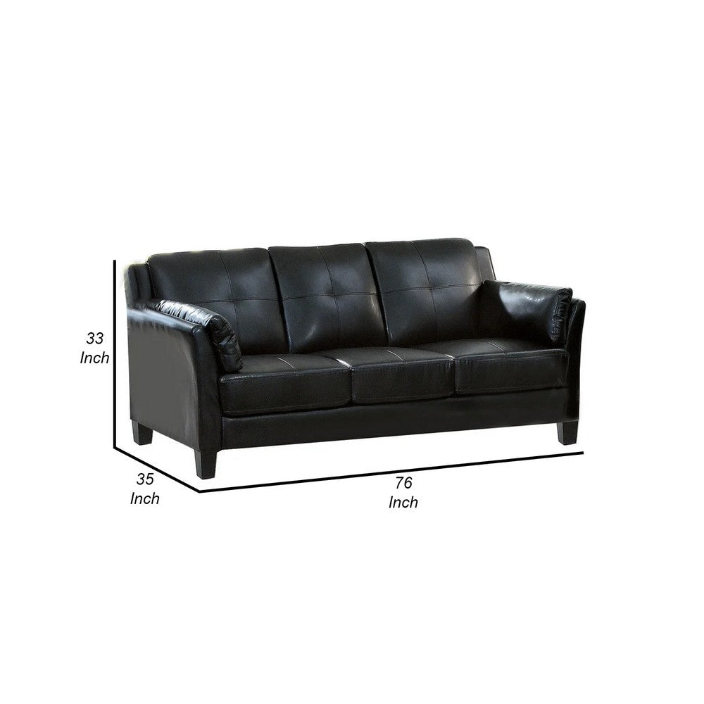 3 Seater Contemporary Sofa with Cushioned Armrests Black By Casagear Home BM207758