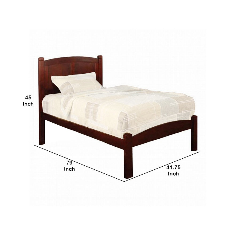 Transitional Wooden Twin Bed with Panelled Headboard and Footboard, Brown