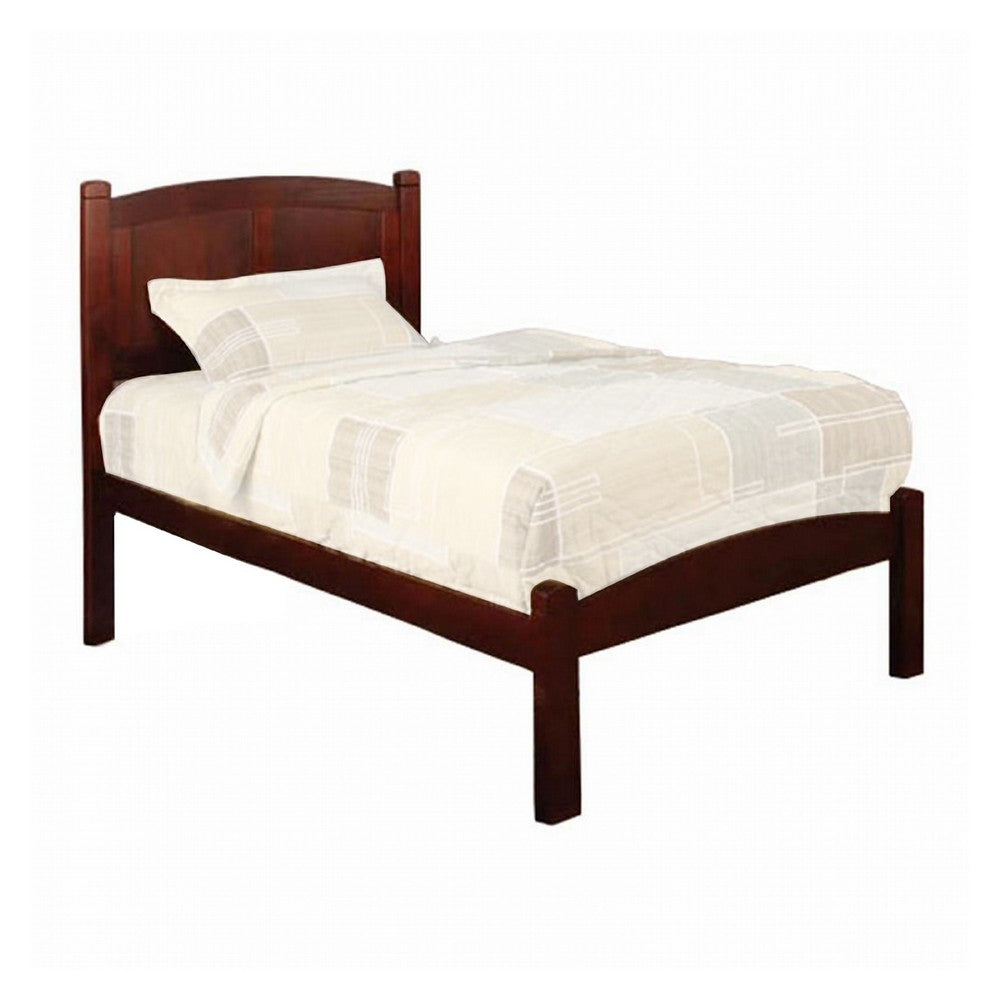 Transitional Wooden Twin Bed with Panelled Headboard and Footboard, Brown