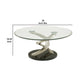 Coffee Table with Twisted Metal Base and Round Glass Top Silver and Black By Casagear Home BM207892