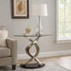Sofa Table | Twisted Metal Base | Semi Circular Glass Top | Silver