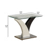 Modern Two Tone Flared Base End Table with Glass Top White and Gray By Casagear Home BM207918