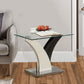 Modern Two Tone Flared Base End Table with Glass Top White and Gray By Casagear Home BM207918