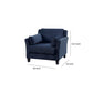 Fabric Upholstered Chair with Curved Arms and Tapered Legs Blue By Casagear Home BM207932