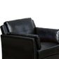 Faux Leather Upholstered Chair with Curved Arms and Stitching Details,Black By Casagear Home BM207933