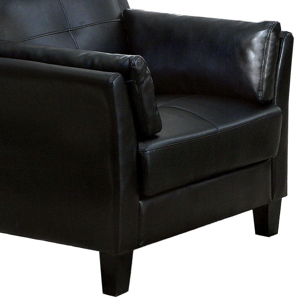 Faux Leather Upholstered Chair with Curved Arms and Stitching Details,Black By Casagear Home BM207933