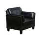 Faux Leather Upholstered Chair with Curved Arms and Stitching Details,Black By Casagear Home