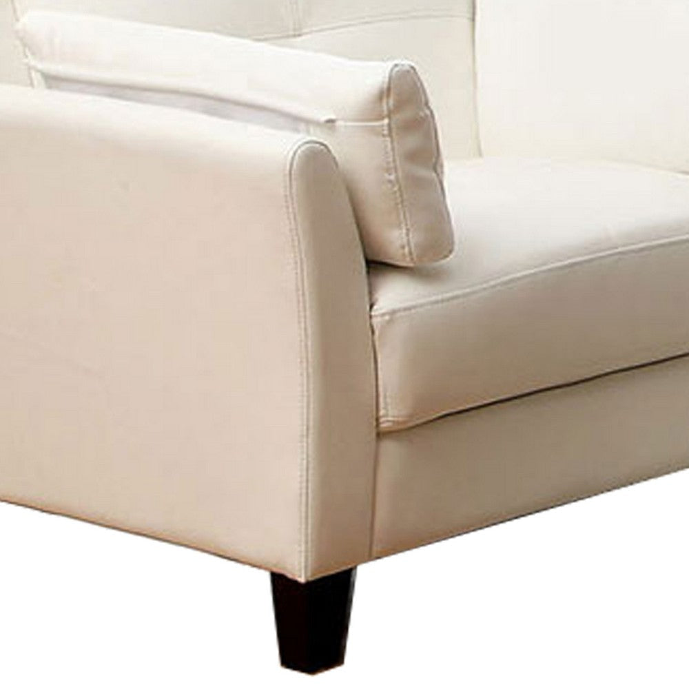 Faux Leather Upholstered Chair with Curved Arms and Stitching Details,White By Casagear Home BM207936