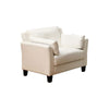 Faux Leather Upholstered Chair with Curved Arms and Stitching Details,White By Casagear Home