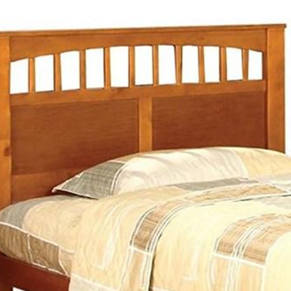 Transitional Twin Bed with Mission Style Panel Headboard Oak Brown By Casagear Home BM207938