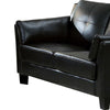 Faux Leather Upholstered Wooden Loveseat with Cushioned Armrests Black By Casagear Home BM207967