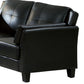 Faux Leather Upholstered Wooden Loveseat with Cushioned Armrests Black By Casagear Home BM207967