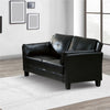 Faux Leather Upholstered Wooden Loveseat with Cushioned Armrests Black By Casagear Home BM207967