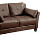 Faux Leather Upholstered Wooden Loveseat with Cushioned Armrests Brown By Casagear Home BM207968