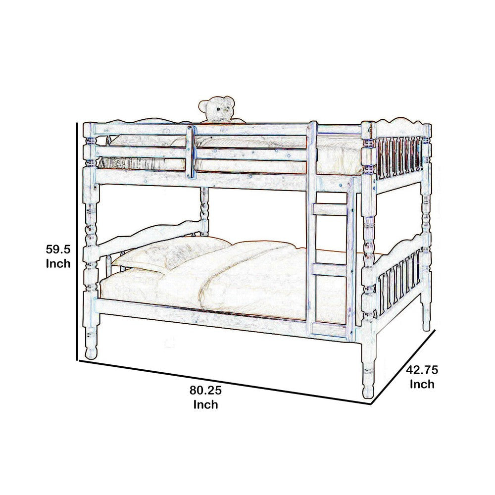 Traditional Bunk Bed with Attached Ladder and Turned Legs Brown By Casagear Home BM207973