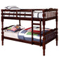 Traditional Bunk Bed with Attached Ladder and Turned Legs, Dark Brown By Casagear Home