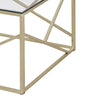 Industrial 3 Piece Table Set with Open Geometric Base, Clear and Gold By Casagear Home