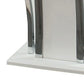 Chrome Trim Flared Base End Table with Glass Top White and Silver By Casagear Home BM208002