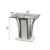 Chrome Trim Flared Base End Table with Glass Top White and Silver By Casagear Home BM208002