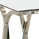 Modern End Table with Glass Top and Curved Chrome Legs Silver and Clear BM208009