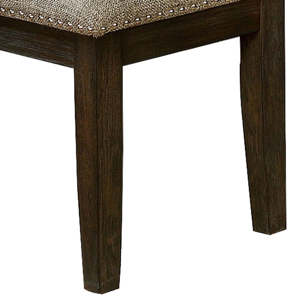 Bench | Fabric Upholstered | Nailhead Trim | 48" | Gray & Espresso