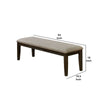 Bench | Fabric Upholstered | Nailhead Trim | 48" | Gray & Espresso