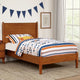 Wooden Transitional Twin Bed With Round Tapered Legs, Oak Brown