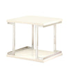 Contemporary End Table with C Shaped Metal Frame, Silver and White By Casagear Home