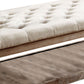 48" Tufted Upholstered Bench with Bottom Shelf, Beige and Brown By Casagear Home