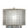 Table Lamp with Hanging Crystal Droplets and White Drum Shade Gold BM208061