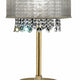 Table Lamp with Hanging Crystal Droplets and White Drum Shade Gold BM208061