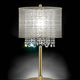Table Lamp with Hanging Crystal Droplets and White Drum Shade, Gold