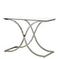 Modern Sofa Table with Glass Top and Curved Chrome Legs, Silver and Clear By Casagear Home